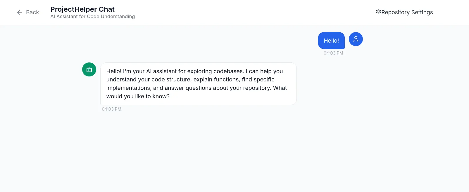 Project Helper AI Chatbot screenshot 3